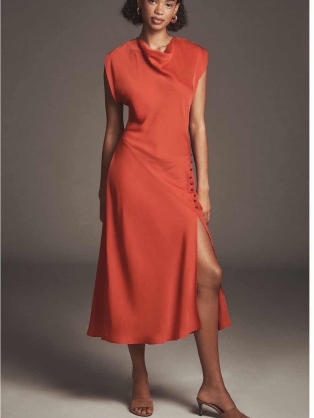 Nwt Maeve Sleeveless Cowl Neck Midi Dress in Coral